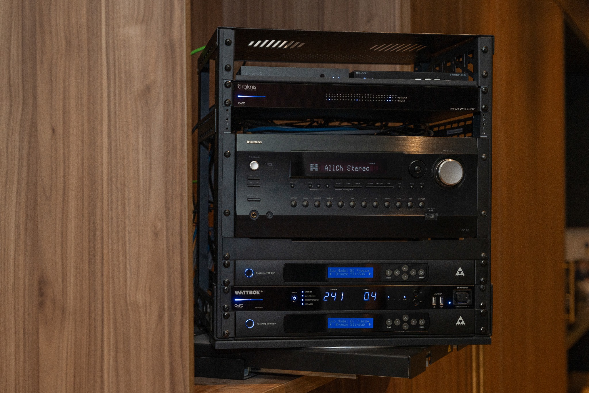 Organized AVELAT equipment rack supported through an annual service plan